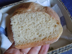 Receta básica de pan, detalle de la miga